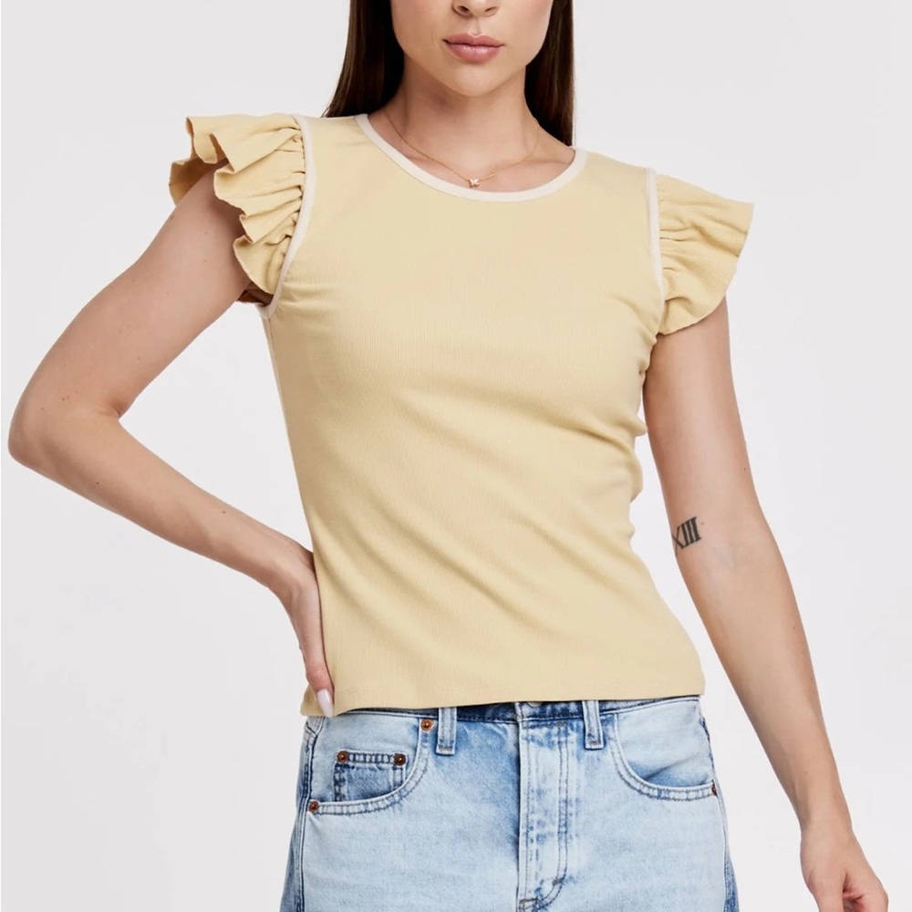 Ruffled Sleeve Cream Top